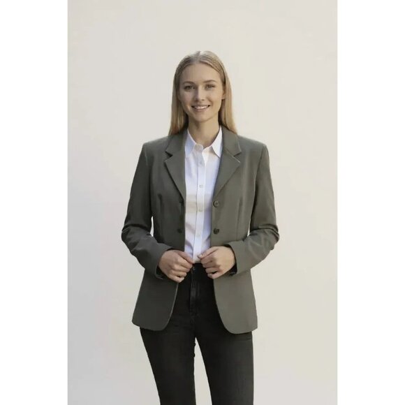 Calvin Klein Womens Blazer Jacket Size 10 Gray Polyester Blend - Picture 1 of 13